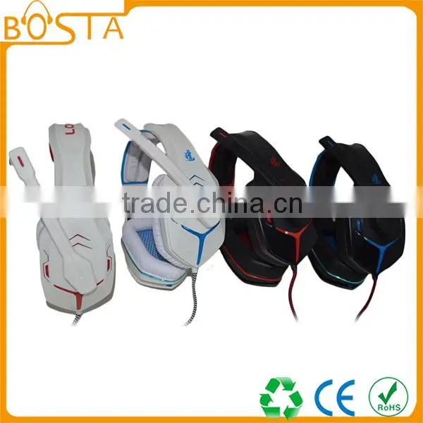 LED glowing top quality best stylish CE FCC gaming headsets with vibration functions