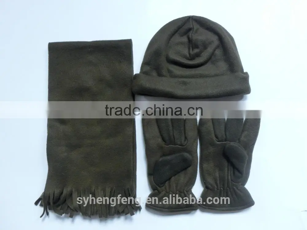 2016 New Polar fleece three-piece including hat scarf and gloves