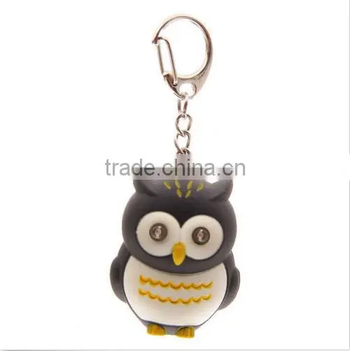 Cute Owl Fun Keyring Keychain Light Toy LED Hooting Sounds