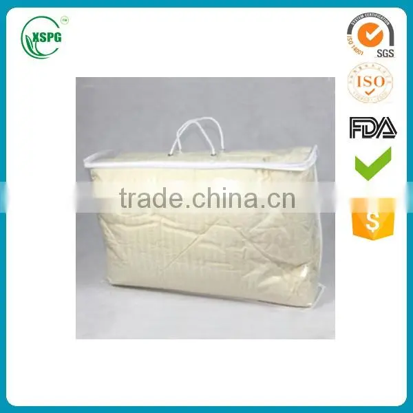 Clear pvc zipper quilt bag, pillow bag with handle