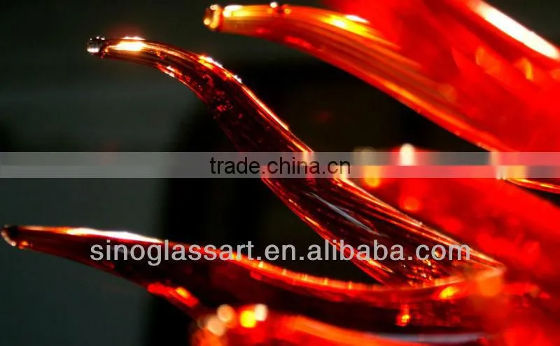 Decorative Red Blown Glass Chandelier For Sale