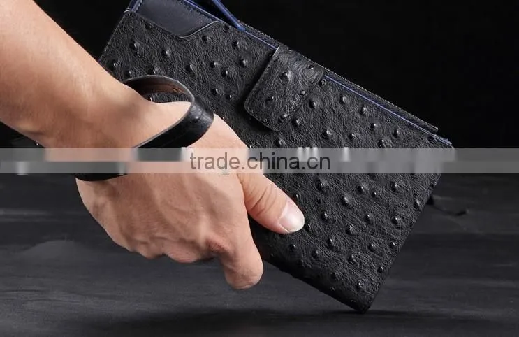 business men card holder long style clutch multifunction wallet high capacity ostrich leather gift purse for businessmen