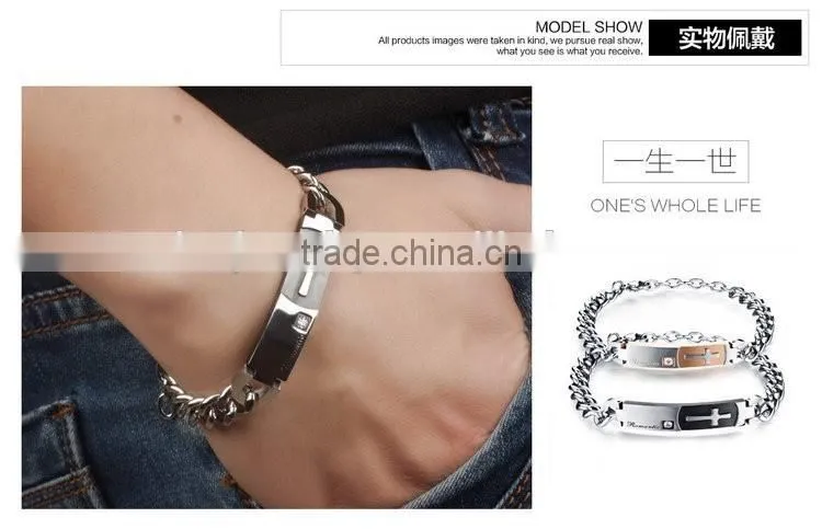 Titanium steel couple bangles fastness Retro classic cross bracelet popular valentine's day gifts