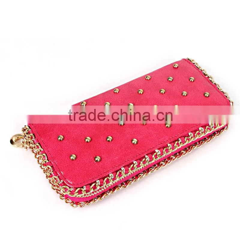 Zipper women purse with rivet