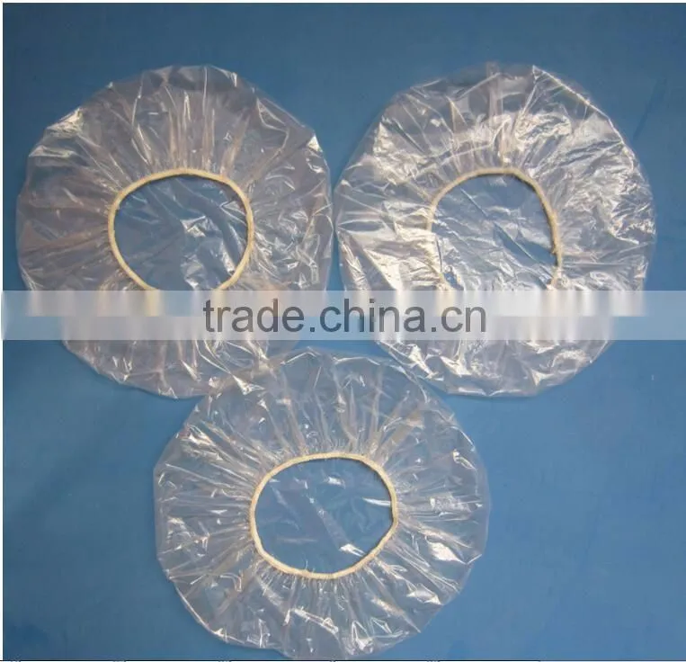 Disposable pe hand made round shower cap