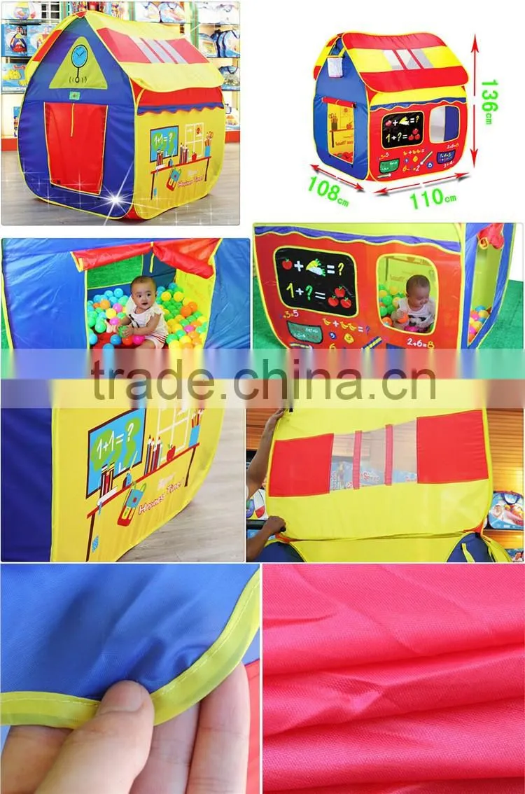 Foldable Pop Up Play Tent with 2 Doors and 2 Mesh Windows Pvc Child Game House Kids Single Layer Play Camping Tent