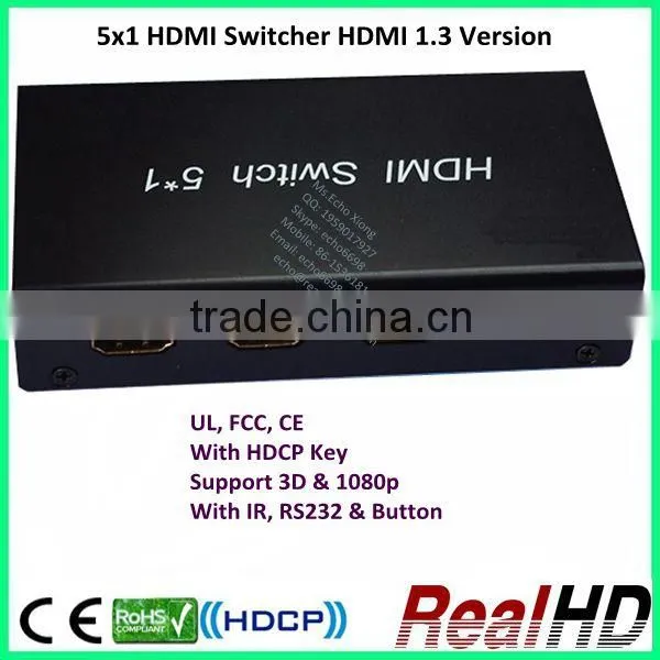 2016 Wonderful Sales 5X1 HDMI Switcher Mini Switcher With Remote
