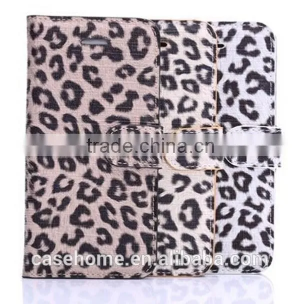 For iphone5/5s Leopard Grain Leather Wallet Flip Case Cover