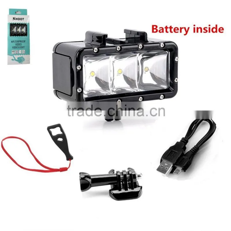 SHOOT Brand Waterproof Diving Mask Led Light for GoPro Hero SJCAM Xiaomi Yi Sports Action Camera