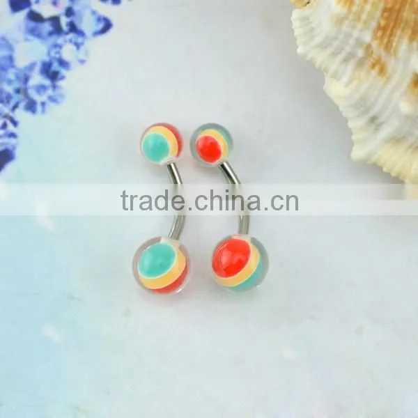 BR01894 factory wholesale OEM nickel free resin ball custom belly button rings