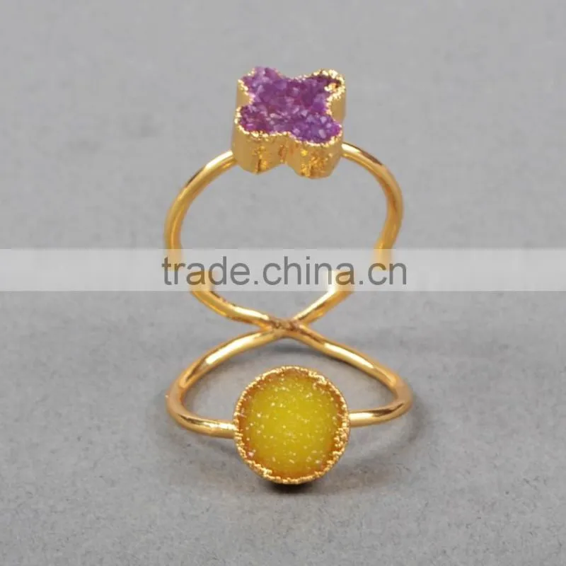 Full finger authentic druzy ring