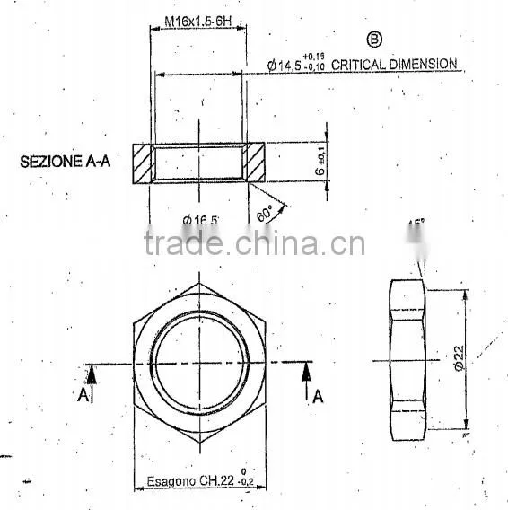special hex nuts and bolts M16x1.5-6h