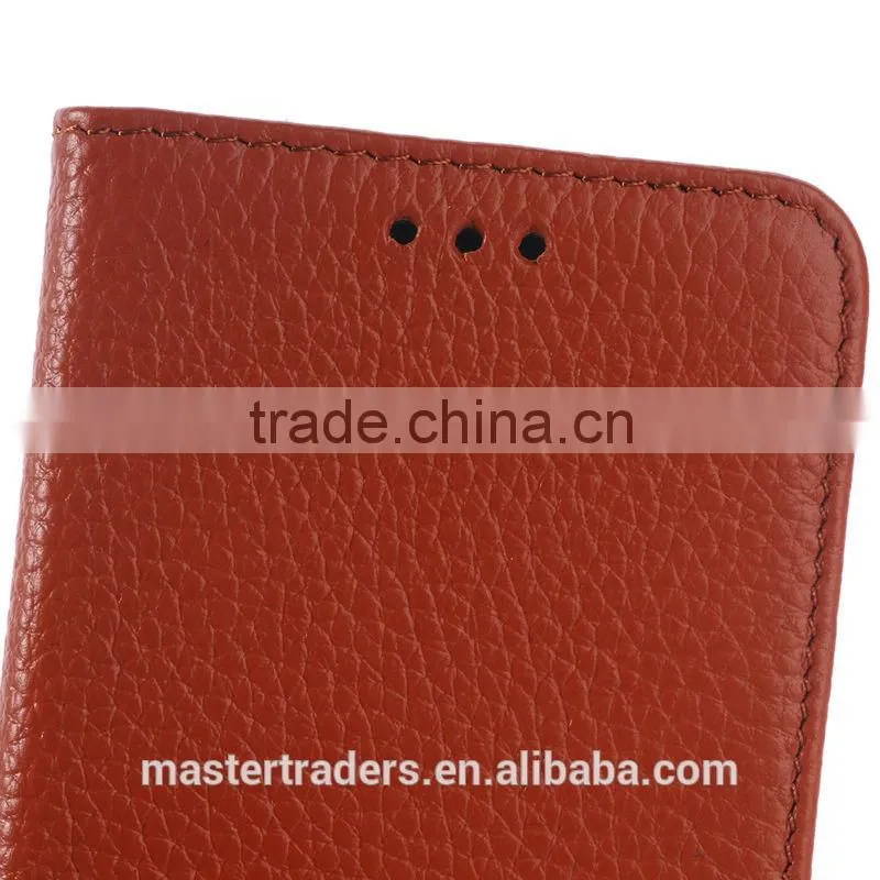 Cheap Litchi Grain Wallet Flip Real Genuine Leather Case For HTC One M9 MT-3090