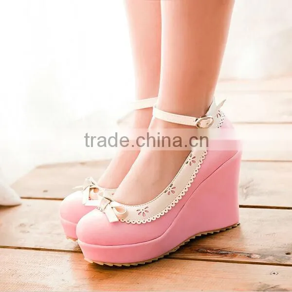 Hot selling fancy lady wedge shoes cute wedge heels OEM factory