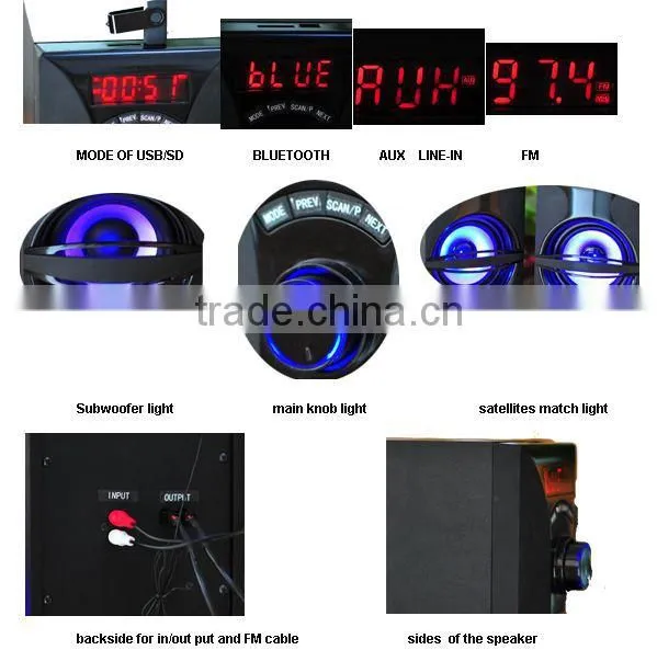 LED wireless system active 2.1 speaker