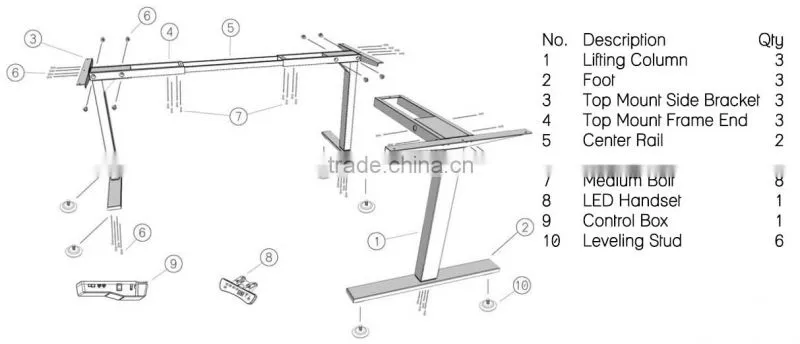 healthy protection T feet electric height adjustable desk