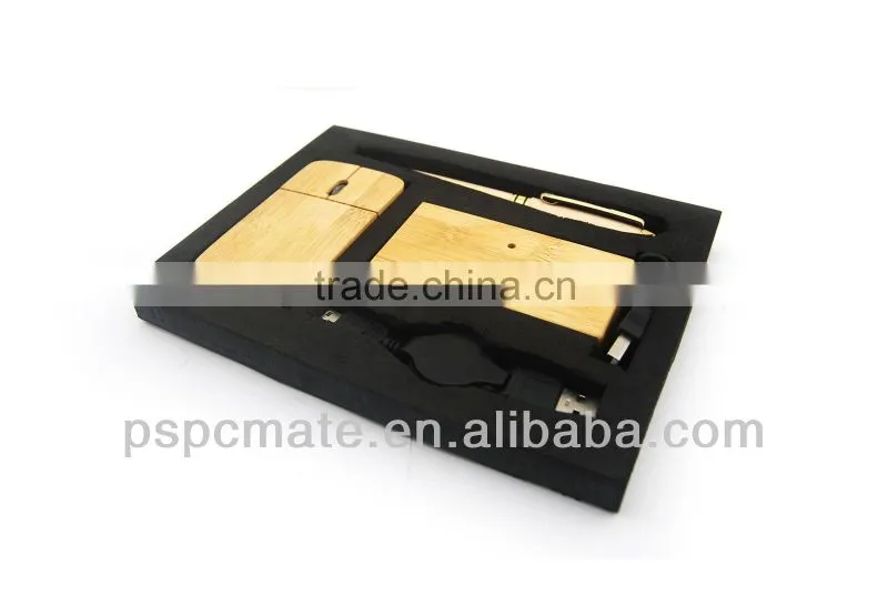 bamboo elegant gift set 3 in 1 bamboo mouse and hub,ball pen