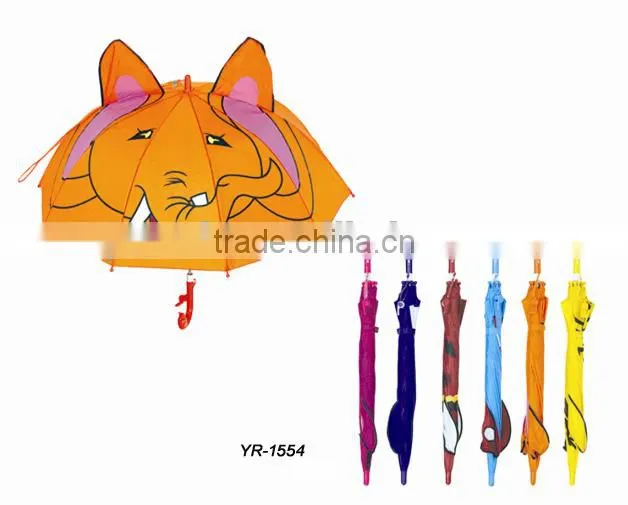 2015 Wholesale Cute Cartoon Animal Shape POE Cheap Kids Umbrella