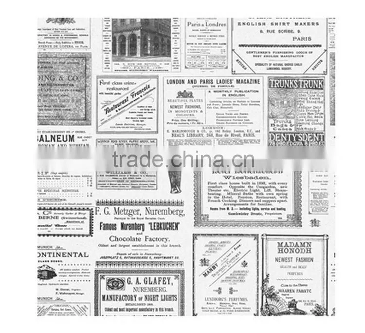 discounted printed pvc coated wallpaper, ivory vintage special design wall sticker for teenage , peel and stick wall decal deco