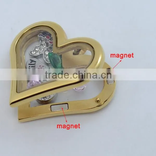 2015 fashion plain heart shaped glass photo floating locket,beautiful stainless steel heart floating locket pendants
