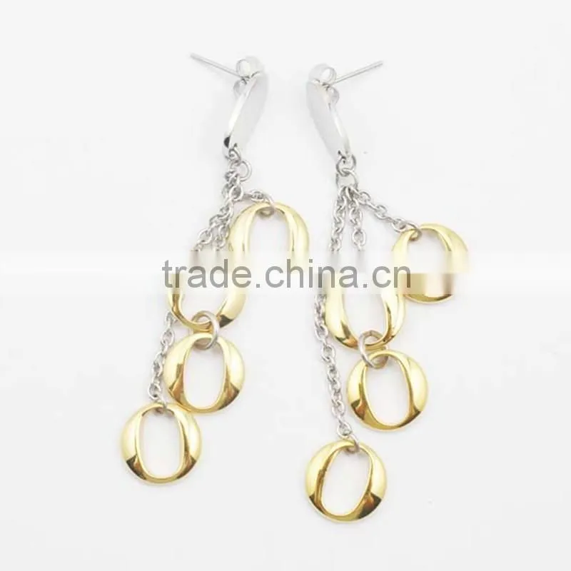 wholesale fashion vintage round pendant gold earring stainless steel