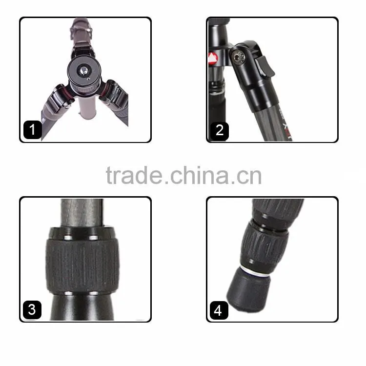 Professional Photography Carbon Fiber compact Travel Tripod Kits K029B+V00