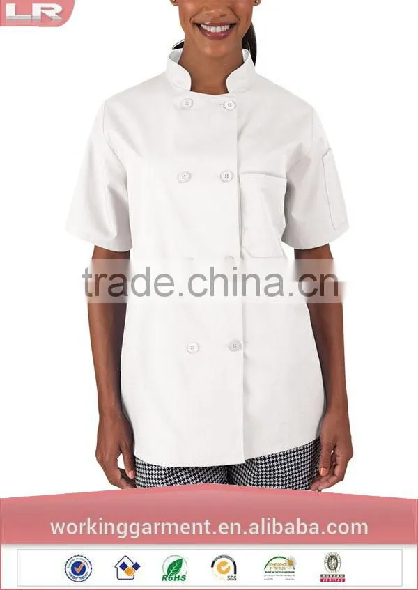 Women's Basic Fit Short Sleeve Chef Uniform Chef Jacket 100% Cotton