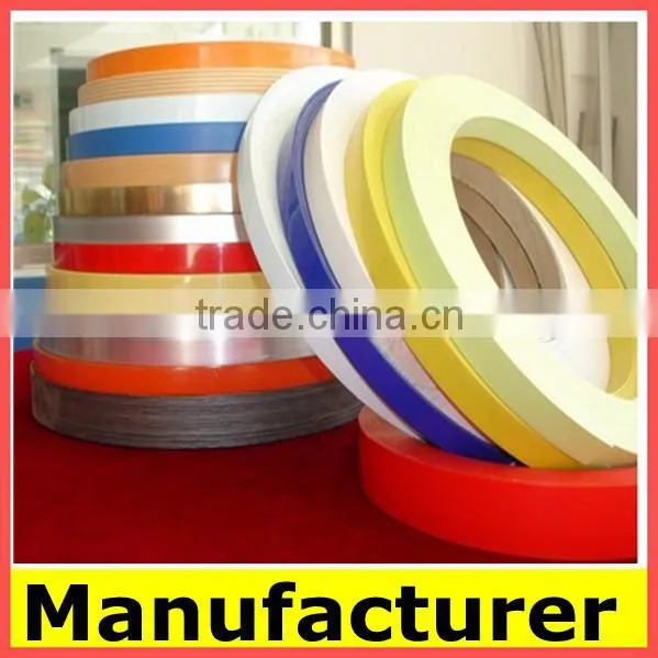 pvc edge banding for melamine board/chipboard pvc wood grain and plain colored melamine edge banding tape