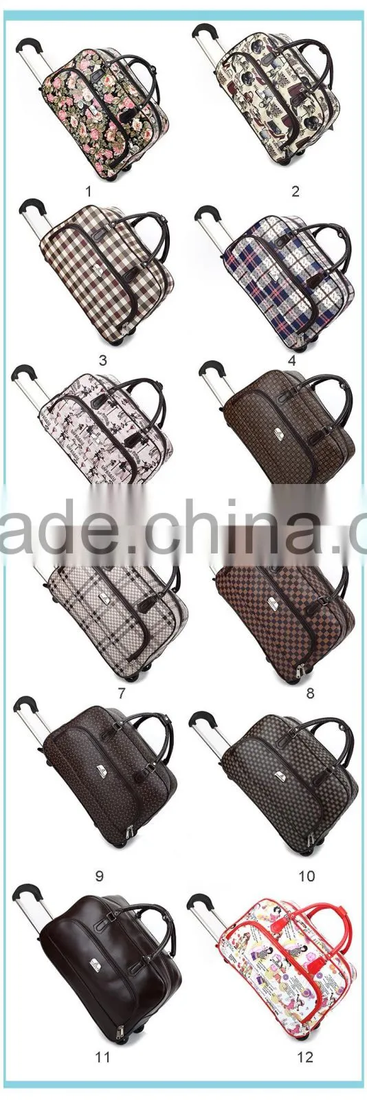 Fashionable colourful travel trolley luggage bag travel world luggage trolley bag