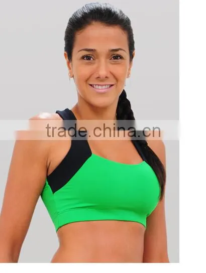 2014 green sports bra for lady custom seamless sports bra