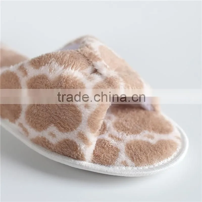 Women jacquard weave coral fleece indoor slipper