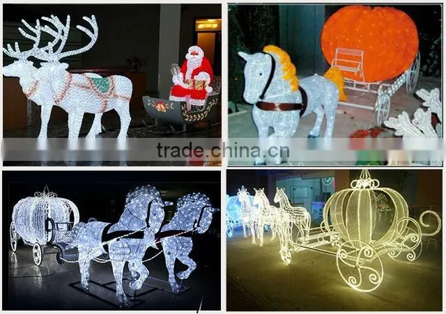 Led lighted horse carriage with santa claus for large christmas decoration