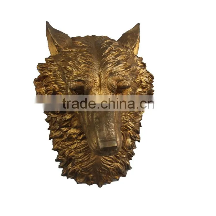 Living room decoration poly resin giant wolf head