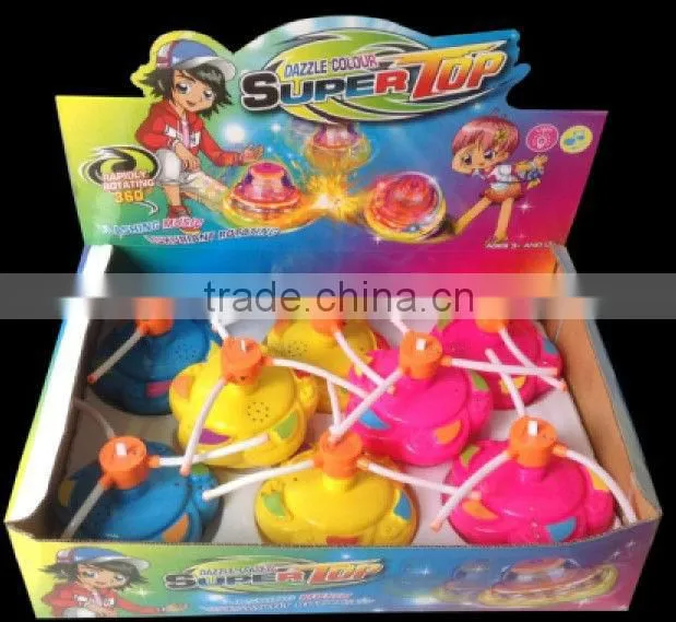 Plastic magic gyro fan spinning top with light music