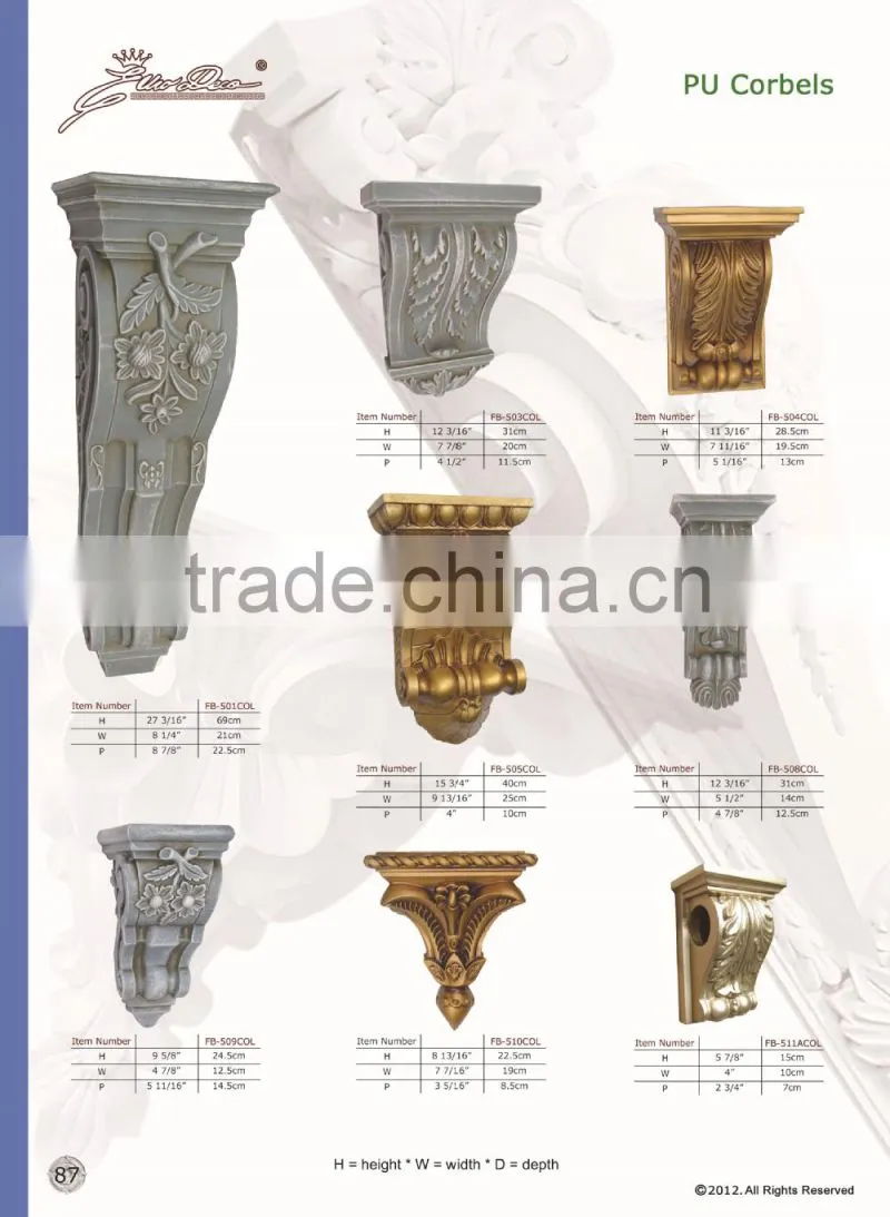 2015 High Quality Good price beautiful new modern luxury pu cornice Ceiling domes