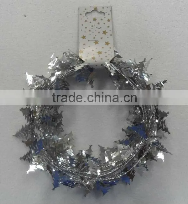 HOT SALE ! 9 Feet Party Decoration Metallic Gold Wired Holly Tinsel Garlands