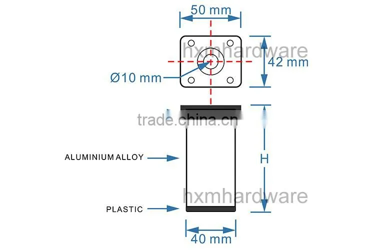 height adjustable aluminium alloy furniture legs from China HXM1307