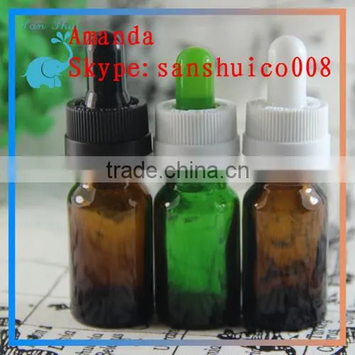 e-smoking glass bottle with dropper and lid for e-smoke juice