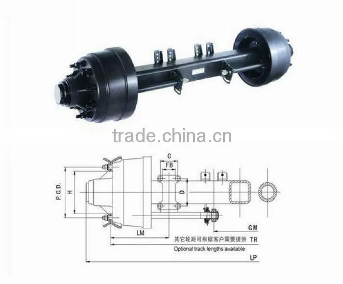 Trailer Axle German Axle 13T 16T with high quality and big heavy from CHINA