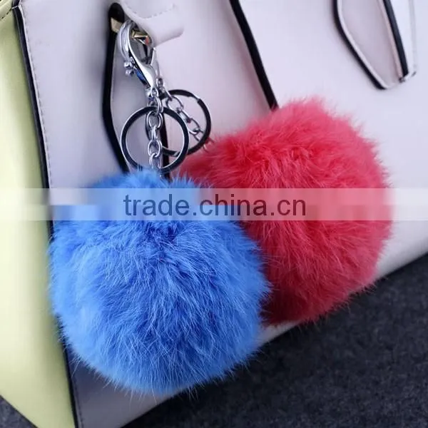 10cm Big Fur Pom Pom Keychain Rabbit Fur Keychain