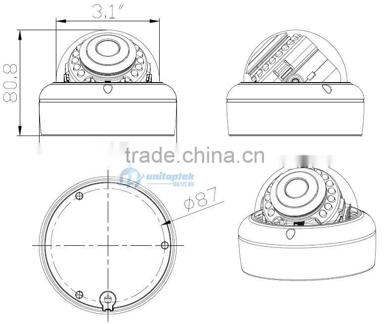 8Ch CCTV Camera Systems With 8PCS Dome P2P IP Cameras And 8ch NVR Supports PC&Mobile View