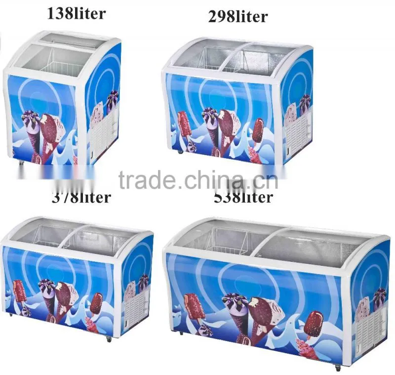 Top loading freezer flat glass oem freezer made in china wholesales