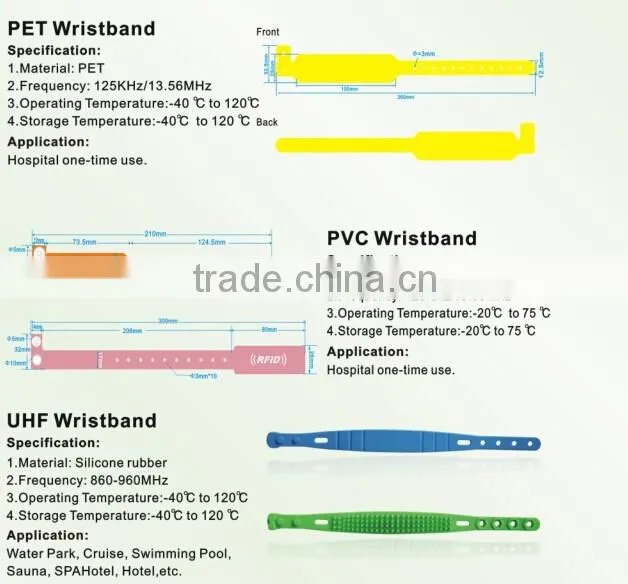 RFID silicone bracelets, Access control RFID wristbands/Paper Bracelets/Soft PVC Wristbands