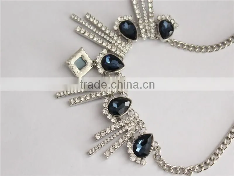 Wholesale white gold plated women necklace water drop crystal necklace