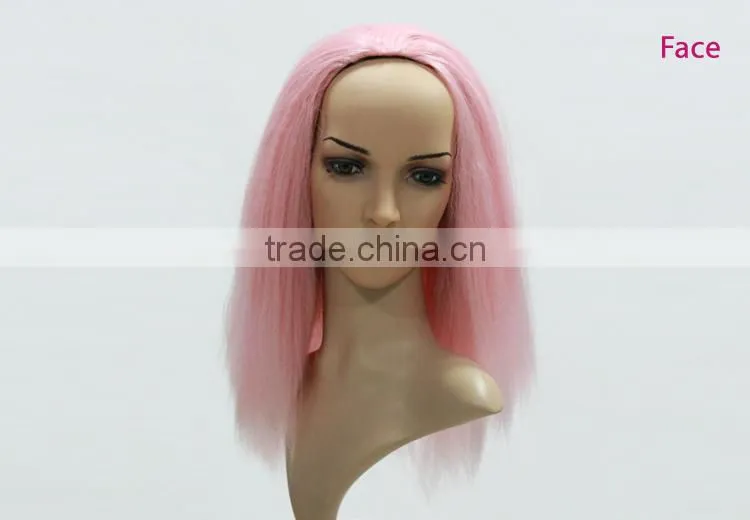 Pink lace front hair wig Synthetic U part braided lace front wigs long design
