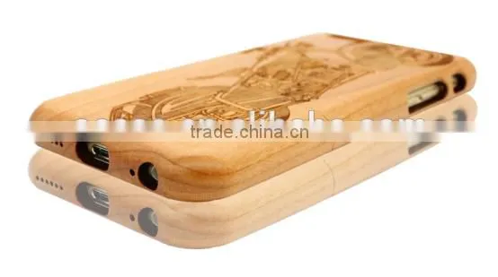 Universal cherry wood Engraving COOL MOTORCYCLE two parts phone case for Iphone 6
