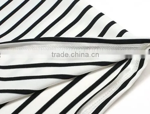 Stylish Ladies Women Sexy High Waist Striped Stretch Bodycon Package Hip Knee Length Skirt