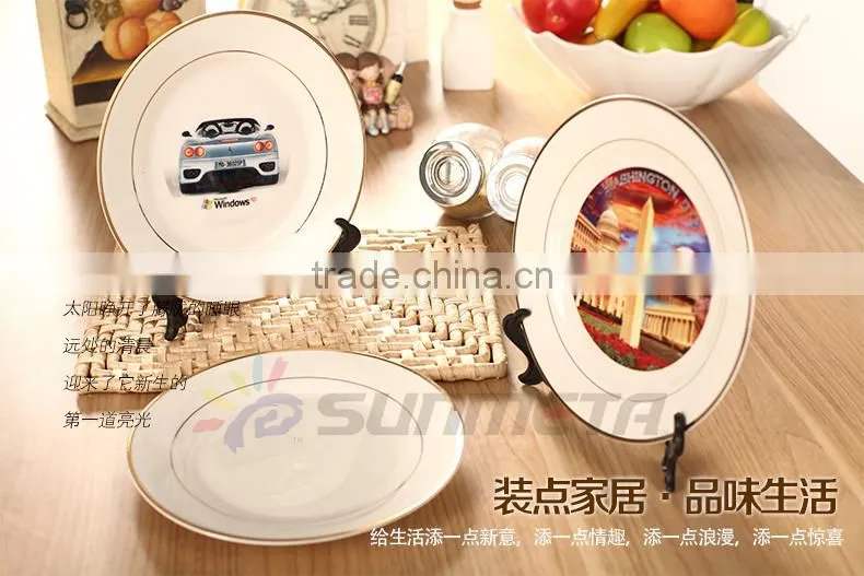 Sunmeta hot sale 8" double golden rim plate, sublimation coated plate(CY10B)