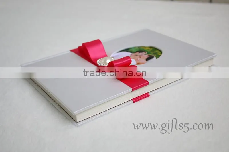 Custom Handmade Wholesale Wedding Guest Books with silk hardcover