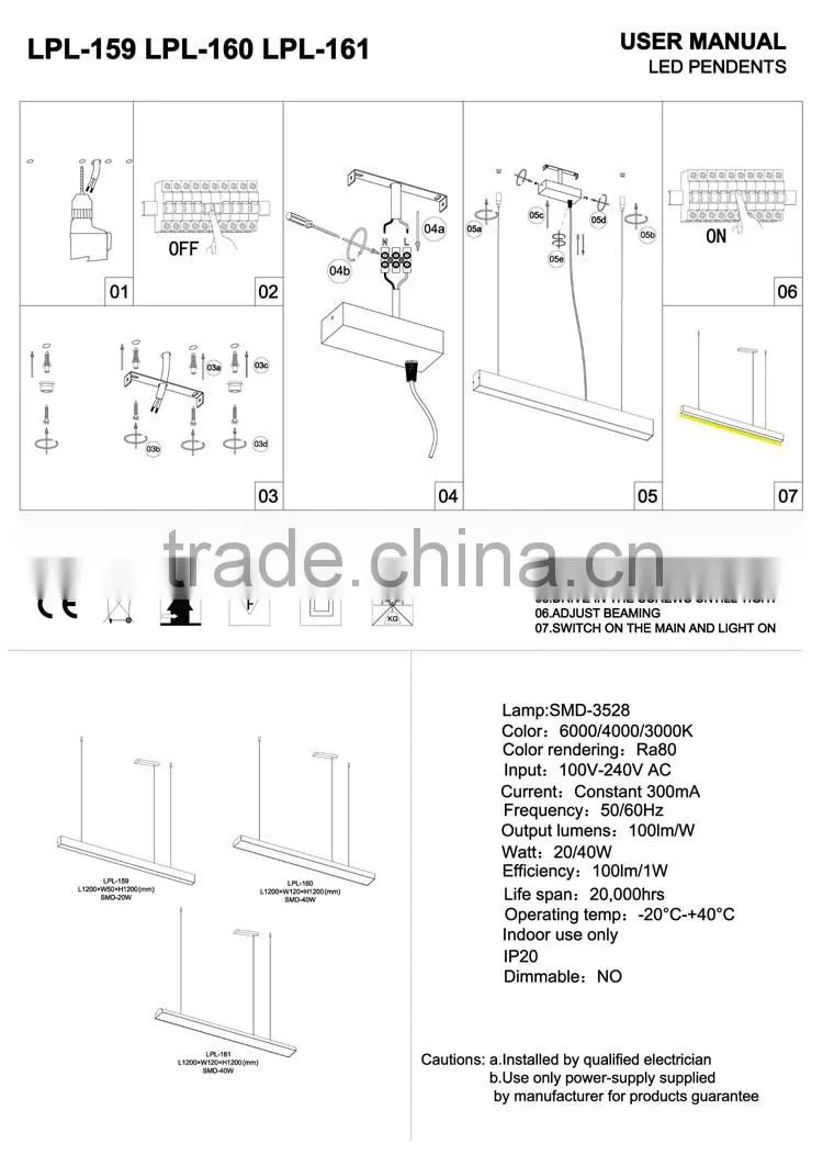 smd modern led hanging pendant lighting fixture